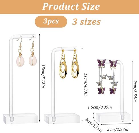 3Pcs Earring Display for Vendors Show, Acrylic Earring Holder Hanger for Women, Earrings Display Stand for selling Photo, Home, Gift Shops in Saudi Arabia