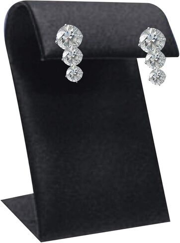 SSWBasics Small Black Faux Leather Earring Display - 1 3/4 W x 2" L x 4 H - Set of 2 in Saudi Arabia