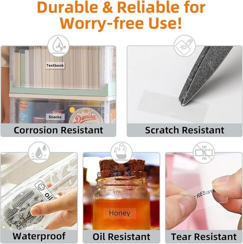 شريط ملصقات D30، صناعي مقاوم لـ 5 × 12 × 40 مم (0.47 بوصة × 1.57 بوصة) ملصقات حرارية ذاتية اللصق شفافة متوافقة مع صانع الملصقات D30، ورق ملصقات شفاف قابل للطباعة، 160 ملصق/لفة، 3 لفات in Kuwait