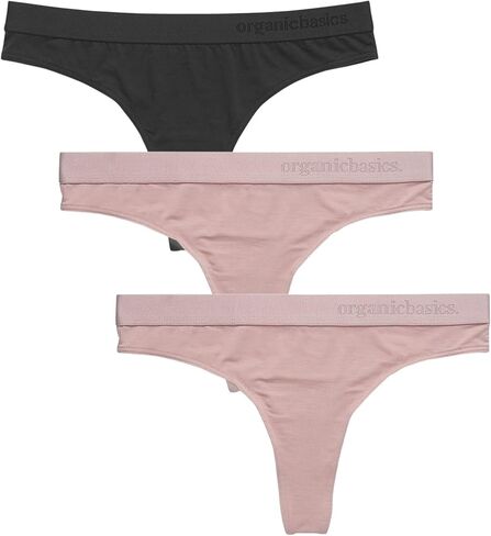 Organic Basics Women's Soft Touch Thong Underwear, Black/Dusty Rose/Dusty Rose, Small in Saudi Arabia