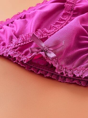 4-Pack Satin Lace Trim Thongs, Low Waist Sexy Women’s Underwear, Comfortable Breathable Triangle Panties Set in Saudi Arabia