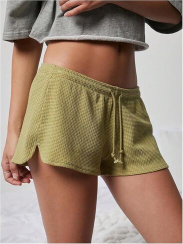 SweatyRocks Women's Y2k Textured Knit Mini Shorts Elastic Waist Cute Shorts Party Outfits in Saudi Arabia