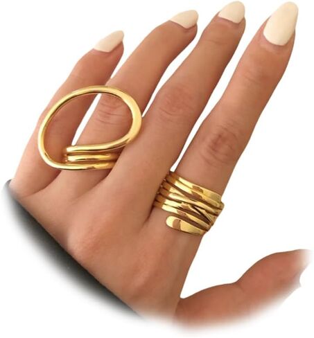 Statement Chunky Gold Knuckle Index Finger Rings for Women, Silver Crossed Twisted Circle Joint Thumb Open Ring Simple Party Jewelry Accessories Gifts in Saudi Arabia