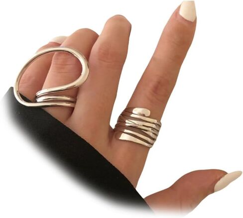 Statement Chunky Gold Knuckle Index Finger Rings for Women, Silver Crossed Twisted Circle Joint Thumb Open Ring Simple Party Jewelry Accessories Gifts in Saudi Arabia