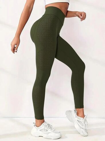 Womens High-Waisted Fitness Leggings Stretchy Workout Pants with Tummy Control in Saudi Arabia