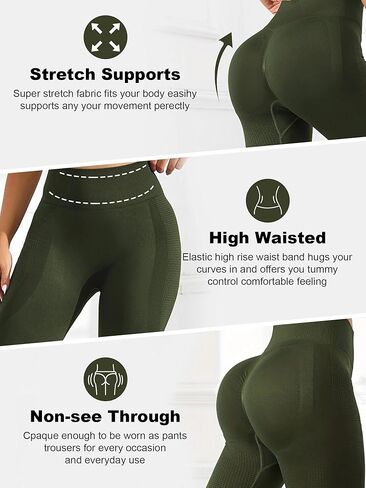Womens High-Waisted Fitness Leggings Stretchy Workout Pants with Tummy Control in Saudi Arabia