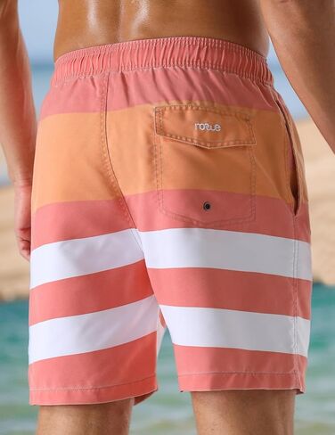 Men's Swim Trunks Striped Seaside Holiday Soft Washed Retro Drawstring Board Shorts in Saudi Arabia