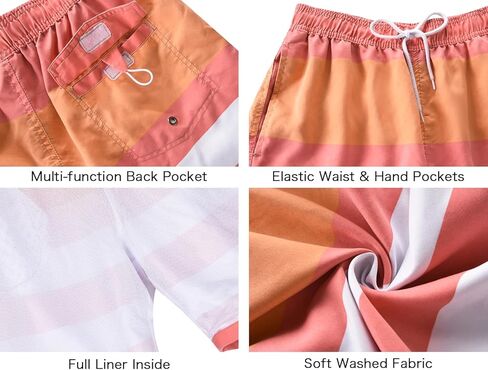 Men's Swim Trunks Striped Seaside Holiday Soft Washed Retro Drawstring Board Shorts in Saudi Arabia