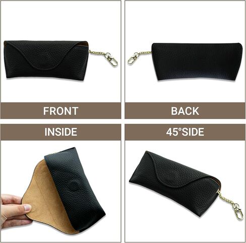 حافظة نظارات شمسية جلدية مع خطاف تعليق، حافظة نظارات شمسية ناعمة للسفر، تخزين النظارات العتيقة للرجال والنساء in Kuwait