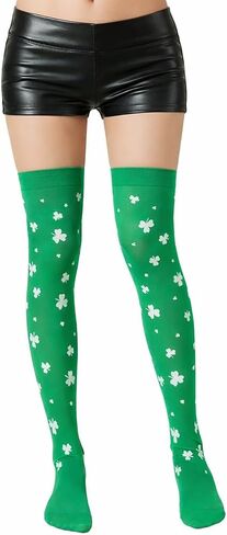 St. Patrick’s Day Striped Thigh High Socks, Green and White Over Knee Stockings, Unisex for Irish Holiday & Cosplay in Saudi Arabia
