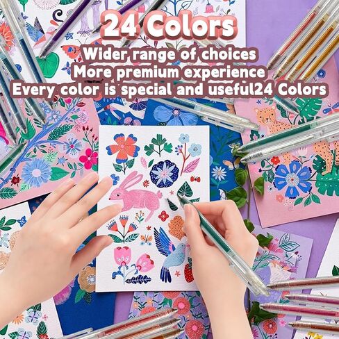 أقلام جل لامعة قابلة للسحب، مجموعة أقلام لامعة مكونة من 24 لونًا للتلوين والكتابة على الجدران والرسم وبطاقات المعايدة اليدوية وإبراز الملاحظات الرئيسية - ناعمة وغير سامة in Kuwait