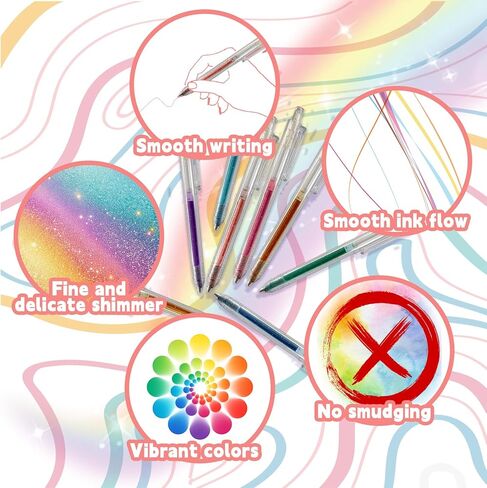أقلام جل لامعة قابلة للسحب، مجموعة أقلام لامعة مكونة من 24 لونًا للتلوين والكتابة على الجدران والرسم وبطاقات المعايدة اليدوية وإبراز الملاحظات الرئيسية - ناعمة وغير سامة in Kuwait