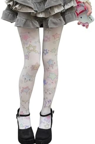 جوارب نسائية غير تقليدية منقوشة Harajuku Kawaii مطبوعة جوارب ملونة جوارب Twee جوارب Y2k Emo Whimsigoth in Kuwait