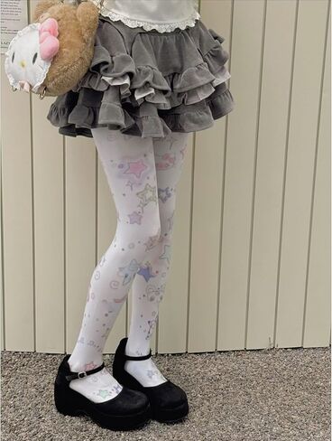 جوارب نسائية غير تقليدية منقوشة Harajuku Kawaii مطبوعة جوارب ملونة جوارب Twee جوارب Y2k Emo Whimsigoth in Kuwait