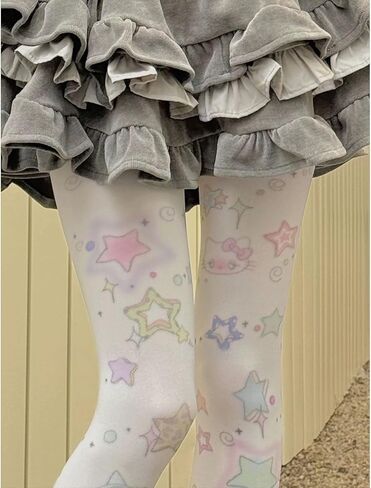 جوارب نسائية غير تقليدية منقوشة Harajuku Kawaii مطبوعة جوارب ملونة جوارب Twee جوارب Y2k Emo Whimsigoth in Kuwait