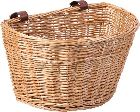 سلة دراجة البضائع الأمامية من Wicker - مثالية للراكبين من جميع الأعمار والأجناس - لدراجة الشاطئ أو الدراجة الثابتة أو الدراجة الإلكترونية أو دراجة الطريق مع أشرطة جلدية صناعية أنيقة in Saudi Arabia