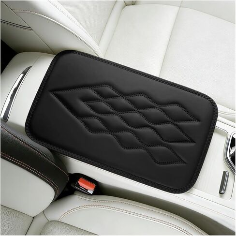Car Center Console Cover, Leather Anti-Slip Scratch & Wear Resistant Vehicle Armrest Storage Box Cover Cushion, Auto Interior Middle Console Protector, Universal for Sedan RV Pickup (Black) in Saudi Arabia