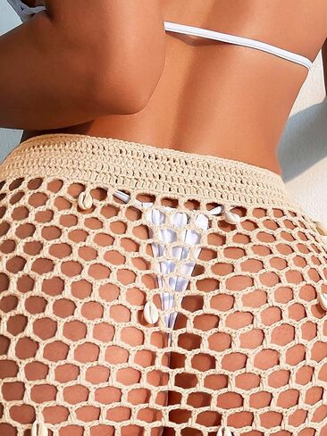 Swim Vcay(M) Summer Beach Crochet Fringe Hem Cover Up Skirt Multicolor in Saudi Arabia