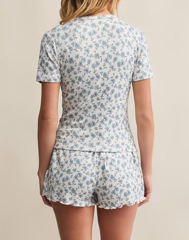 LEEDYA Women Cute Pajama Sets 2 Piece Floral Print Short Sleeve Button Shirt and Shorts Y2K Pj Sets Woman Soft Sleepwear in Saudi Arabia
