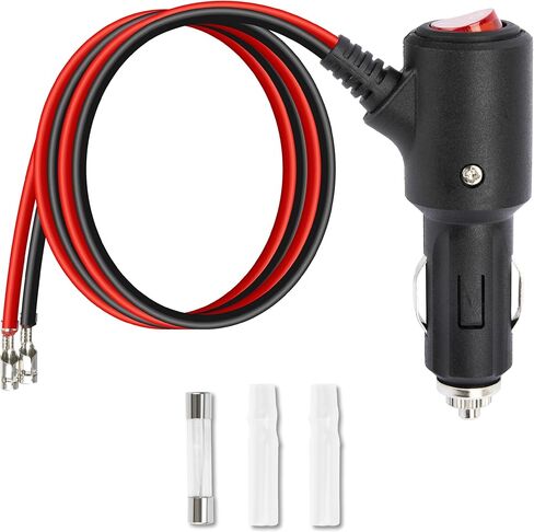 12V Cigarette Lighter Plug with On Off Switch, 2FT 16AWG Heavy Duty 15A Car Cigarette Lighter Replacement Male to Bare Wire with Leads & LED, for Car Cooler,Cb Radio, Air Compressor in Saudi Arabia