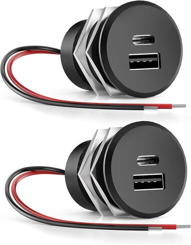 مخرج USB 12 فولت GZV، مخرج طاقة 12 فولت، QC 3.0 USB-A وUSB-C PD3.0 مقبس شحن مزدوج عالي السرعة، للسيارات، والتخييم، وRV، وعربات الجولف، 2 حزمة in Kuwait