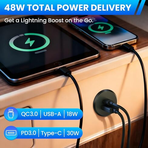 مخرج USB 12 فولت GZV، مخرج طاقة 12 فولت، QC 3.0 USB-A وUSB-C PD3.0 مقبس شحن مزدوج عالي السرعة، للسيارات، والتخييم، وRV، وعربات الجولف، 2 حزمة in Kuwait