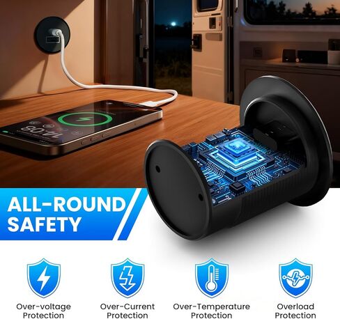 مخرج USB 12 فولت GZV، مخرج طاقة 12 فولت، QC 3.0 USB-A وUSB-C PD3.0 مقبس شحن مزدوج عالي السرعة، للسيارات، والتخييم، وRV، وعربات الجولف، 2 حزمة in Kuwait