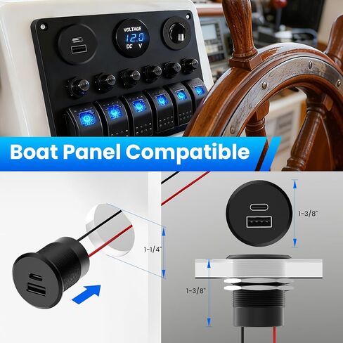 مخرج USB 12 فولت GZV، مخرج طاقة 12 فولت، QC 3.0 USB-A وUSB-C PD3.0 مقبس شحن مزدوج عالي السرعة، للسيارات، والتخييم، وRV، وعربات الجولف، 2 حزمة in Kuwait