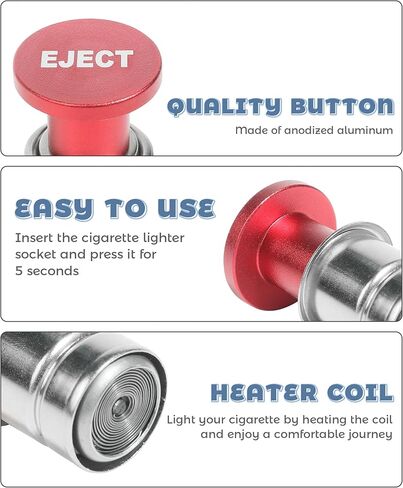 Car Cigarette Lighter,Car Accessories Aluminum Dustproof Cigarette Lighter Plug,12V Button Decorations Plug Replacement Cover,Fit for Vehicles with Standard 12 Volt Power Source (Eject) in Saudi Arabia