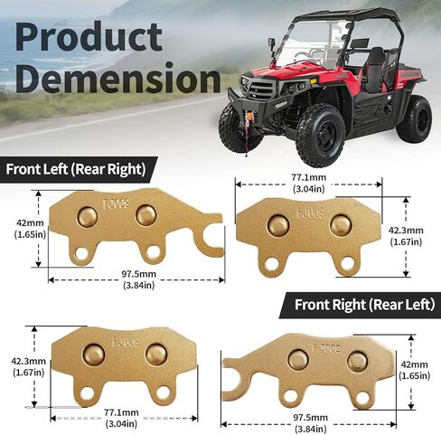 Front Brake Pads Left & Right for Hisun 400 450 500 550 700 750 800 UTV, Axis 500 700, Massimo MSU 400 500 700, Coleman UT500 UT700, Bennche, Cub Cadet 4PCS in Kuwait
