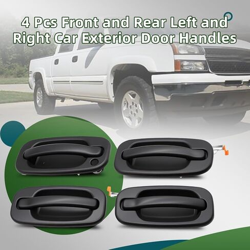 Exterior Door Handles Set Compatible with 2000-2007 Silverado Sierra Escalade Avalanche Suburban Tahoe Yukon 4 Set 15034985 15034986 15721571 15721572 Left Driver & Right Passenger in Saudi Arabia