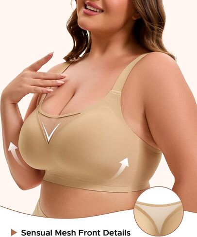 INNERSY Womens Plus Size Wireless & Seamless Supportive Full Coverage Bras Push Up No Underwire Bra for Everyday Comfort in Saudi Arabia