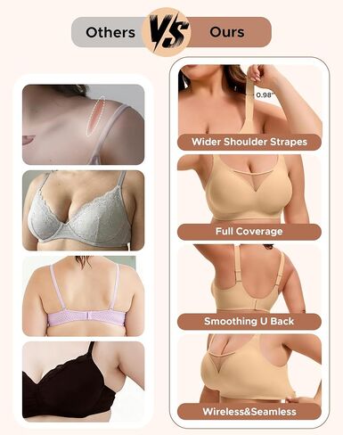 INNERSY Womens Plus Size Wireless & Seamless Supportive Full Coverage Bras Push Up No Underwire Bra for Everyday Comfort in Saudi Arabia