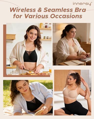 INNERSY Womens Plus Size Wireless & Seamless Supportive Full Coverage Bras Push Up No Underwire Bra for Everyday Comfort in Saudi Arabia