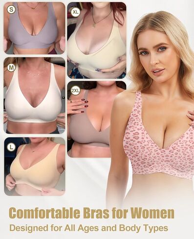 Jelly Wireless Bra Deep V Push Up Seamless T-Shirt Comfortable Plunge No Underwire Bras with Adjustable Straps Everyday Bras in Saudi Arabia