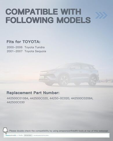 طقم حامل وترس متوافق مع Toyota Sequoia 2001-07 SR5/Limited، Tundra 2000-2006، مجموعة توجيه رف الطاقة الهيدروليكي وترس استبدال OE 44250-0C010، 261618، 44250-0C030 in Kuwait