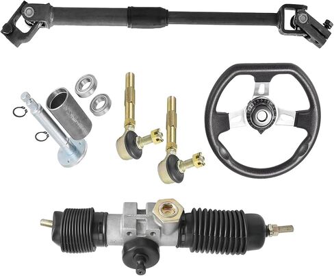 360mm Power Steering Gear Rack & Shaft Kit with Tie Rods, 270mm Steering Wheel & Holder for DIY Go Kart, ATV, UTV, Buggy, Quad, Golf Cart, Drift Trike Mini Bike Taotao – 14" Complete Steering Assembly in Saudi Arabia