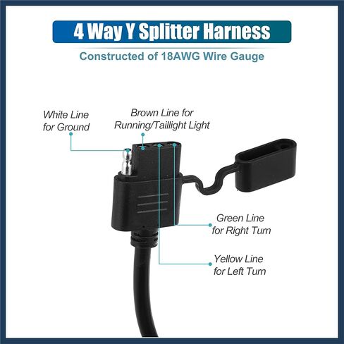 4 Way Y Splitter Harness Cable for LED Trailer Lights Tailgate Light Bar Trailer Adapter 4 Way Male to Dual Female Trailer Connector 4 Pin Trailer Wire Extension Stylish Design in Saudi Arabia
