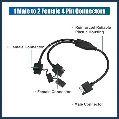 4 Way Y Splitter Harness Cable for LED Trailer Lights Tailgate Light Bar Trailer Adapter 4 Way Male to Dual Female Trailer Connector 4 Pin Trailer Wire Extension Stylish Design in Saudi Arabia