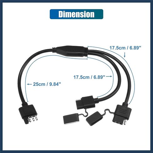 4 Way Y Splitter Harness Cable for LED Trailer Lights Tailgate Light Bar Trailer Adapter 4 Way Male to Dual Female Trailer Connector 4 Pin Trailer Wire Extension Stylish Design in Saudi Arabia