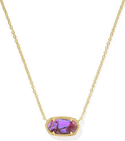 Kendra Scott Elisa Pendant Necklace in Bronze Veined Green Malachite, 14k Gold-Plated Brass, Fashion Jewelry for Women in Saudi Arabia