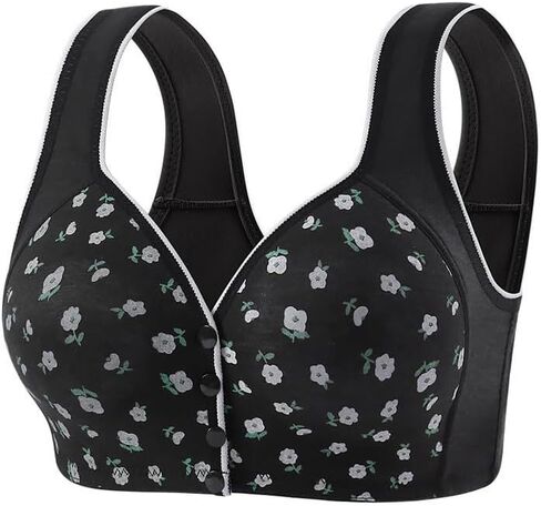 حمالات صدر لاسلكية للنساء الأكبر سنًا، إغلاق أمامي، تغطية كاملة، حمالة صدر للإغلاق، حمالة صدر بدون سلك مع دعم in Kuwait