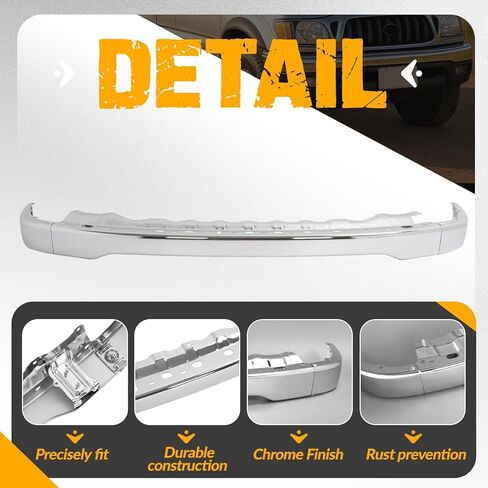شريط وجه المصد الأمامي من KUAFU متوافق مع 2001-2004 Toyota Tacoma Bumper Cover Impact Bar بديل لـ 52101AD030 TO1002174 كروم فضي in Kuwait