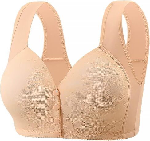 Wireless Bras for Older Women Front Closure Full Coverage Snap Closing Bra Push Up No Underwire Bras with Support in Saudi Arabia