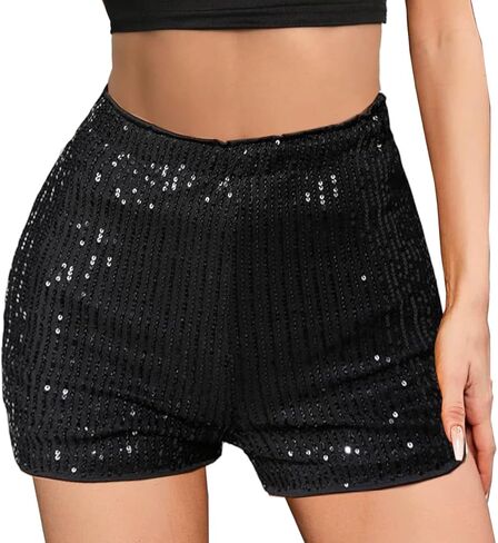 شورت ترتر للنساء شورت قصير لامع عالي الخصر للحفلات الليلية in Kuwait