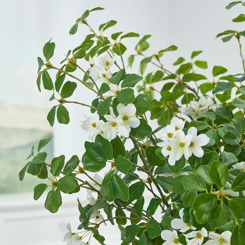 3 قطع 43.3 بوصة من النباتات الخضراء الاصطناعية ينبع فروع وهمية مع أوراق للمزهرية والنباتات الصناعية والزهور الحريرية لديكور المنزل وأزهار الصفاء الداخلية باللون الأبيض in Kuwait