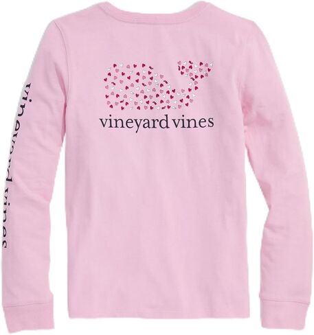 Vineyard Vines Girls' Girls' Hearts and Whales Icon Whale Fill Long-Sleeve Pocket Tee in Saudi Arabia