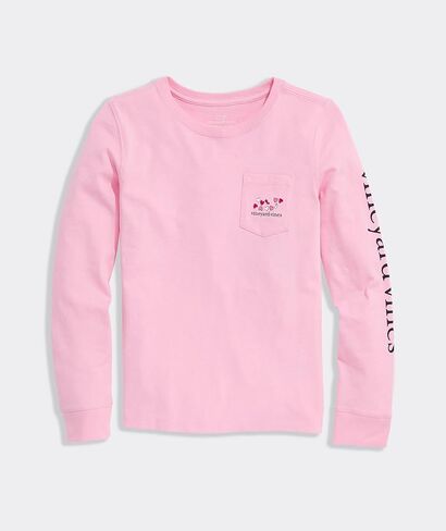 Vineyard Vines Girls' Girls' Hearts and Whales Icon Whale Fill Long-Sleeve Pocket Tee in Saudi Arabia