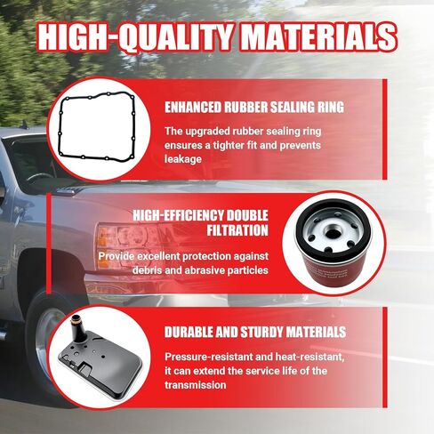 طقم فلتر ناقل الحركة 29537965 فلتر ضحل داخلي و29539579 فلتر دوار لسلسلة أليسون 1000 2000، تشيفي سيلفرادو جي إم سي سييرا 2001-2010 2500 HD 3500 HD 6.6L in Kuwait