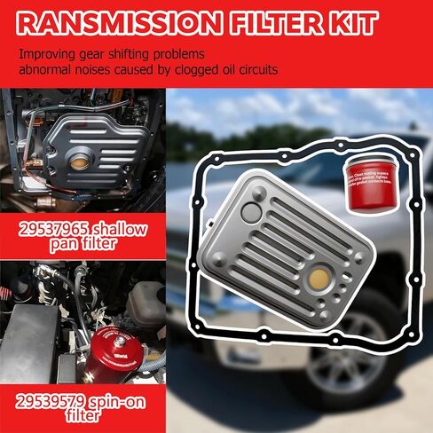 طقم فلتر ناقل الحركة 29537965 فلتر ضحل داخلي و29539579 فلتر دوار لسلسلة أليسون 1000 2000، تشيفي سيلفرادو جي إم سي سييرا 2001-2010 2500 HD 3500 HD 6.6L in Kuwait